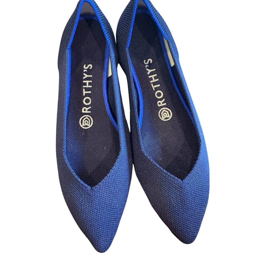Rothy’s The Point Blue 7 Shoes Womens Knitted Pointed Toe Slip On Ballet Flats - Picture 5 of 6